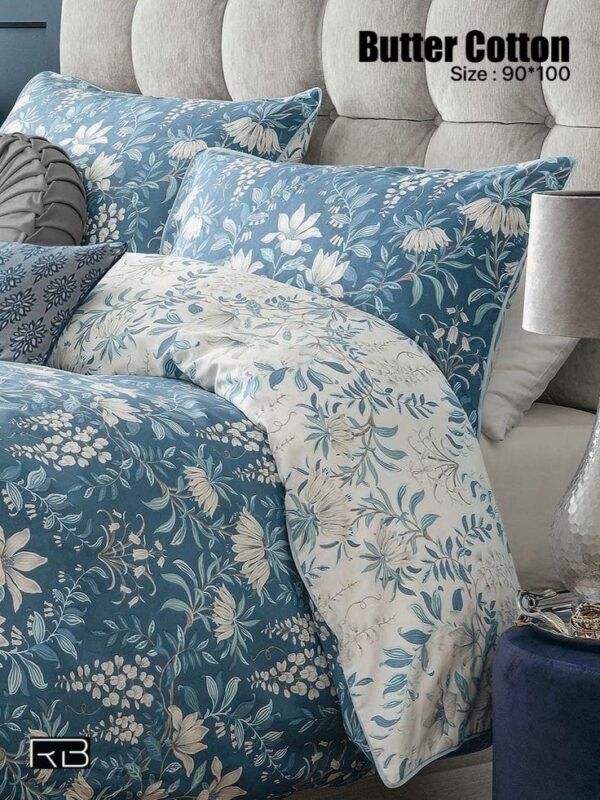 BLUE COLOR WITH FLOWER PRINT BUTTER COTTON BEDSHEET BY AS🔥