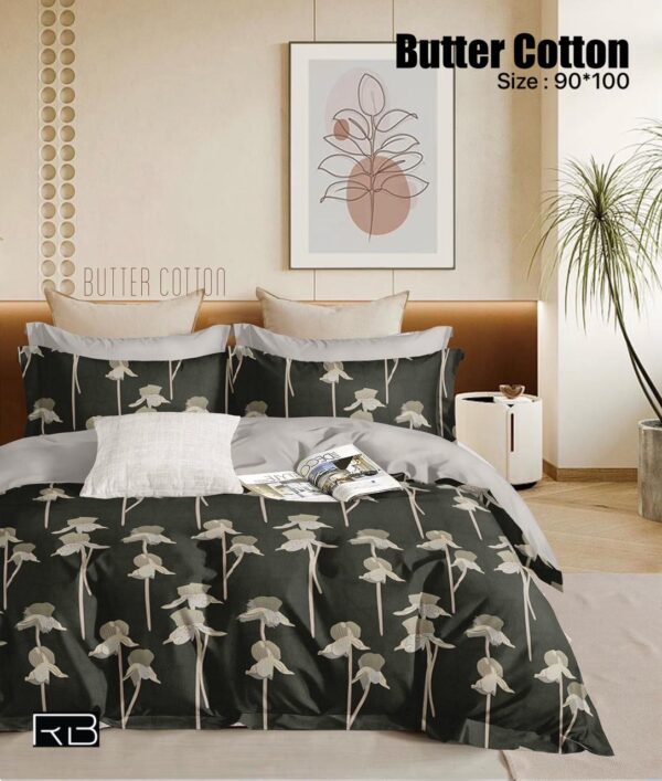 BLACK COLOR BUTTER COTTON BEDSHEET BY AS🔥