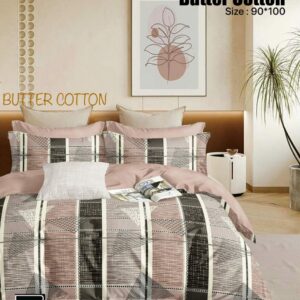 LIGHT PINK & GREEN COLOR BUTTER COTTON BEDSHEET BY AS🔥