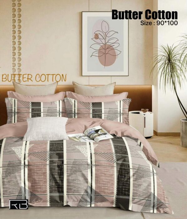 LIGHT PINK & GREEN COLOR BUTTER COTTON BEDSHEET BY AS🔥