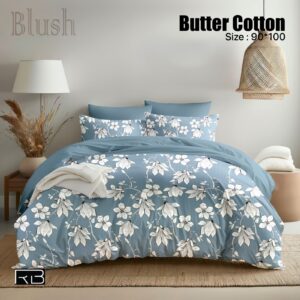 LIGHT BLUE COLOR WITH FLOWER PRINT BUTTER COTTON BEDSHEET BY AS🔥