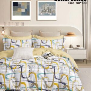 YELLOW & WHITE COLOR BUTTER COTTON BEDSHEET BY AS🔥
