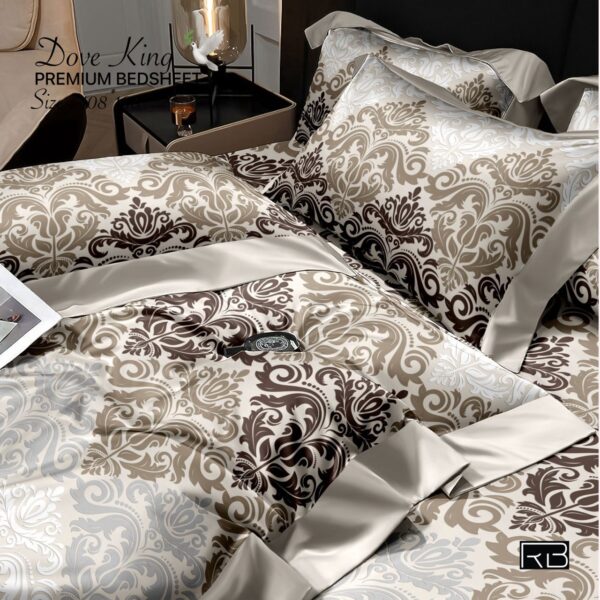 WHITE & BROWN DOVE KING COTTON BEDSHEET BY AS