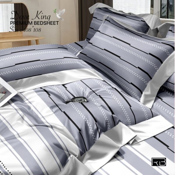 GREY & WHITE DOVE KING COTTON BEDSHEET BY AS