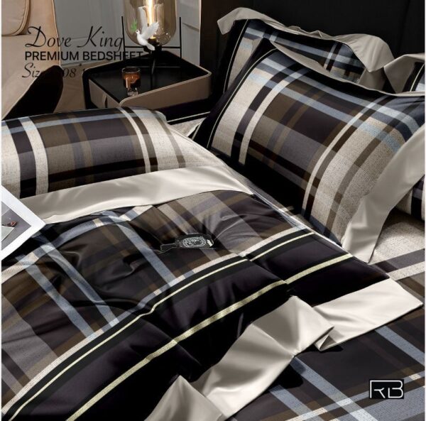 BLACK & BROWN DOVE KING COTTON BEDSHEET BY AS