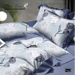 BLUE COLOR WITH FLOWERS DOVE KING COTTON BEDSHEET BY AS