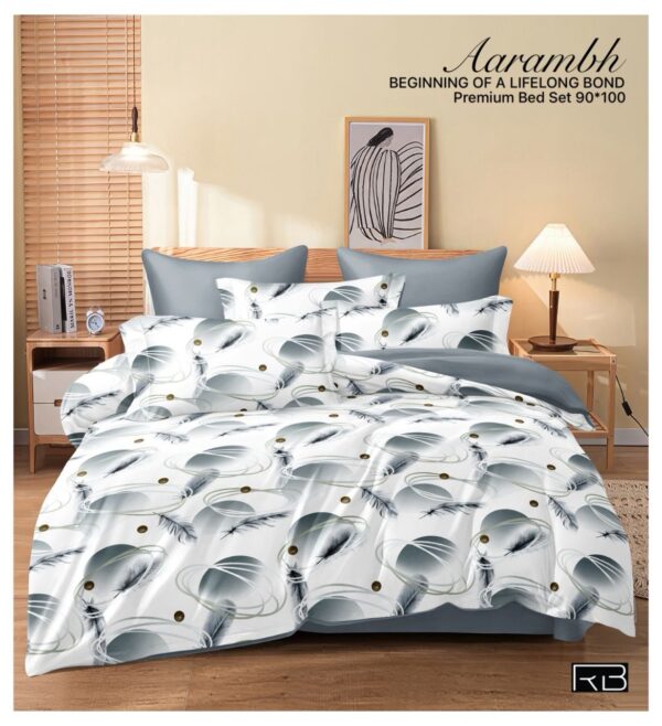 GREY COLOR AARAMBH QUEEN BEDSHEET BY AS🔥