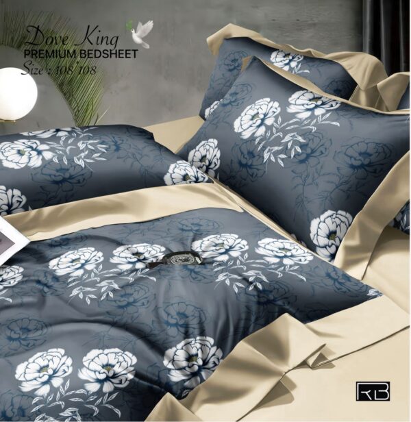 BLUE COLOR WITH FLOWER DOVE KING COTTON BEDSHEET BY AS