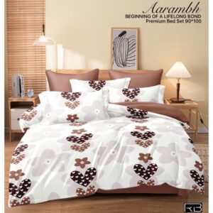WHITE WITH FLOWER PRINT AARAMBH QUEEN BEDSHEET BY AS🔥