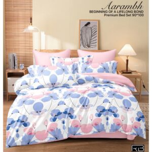 PINK & BLUE AARAMBH QUEEN BEDSHEET BY AS🔥
