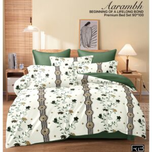 WHITE COLOR WITH FLOWER PRINT AARAMBH QUEEN BEDSHEET BY AS🔥