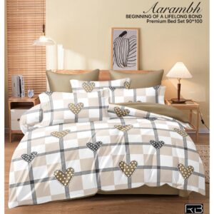 SKIN & WHITE COLOR  AARAMBH QUEEN BEDSHEET BY AS🔥