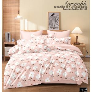 LIGHT PINK COLOR AARAMBH QUEEN BEDSHEET BY AS🔥