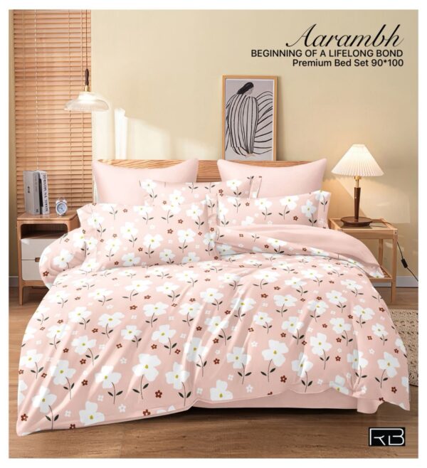 LIGHT PINK COLOR AARAMBH QUEEN BEDSHEET BY AS🔥