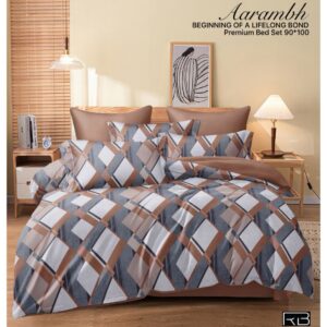 BROWN & GREY COLOR AARAMBH QUEEN BEDSHEET BY AS🔥