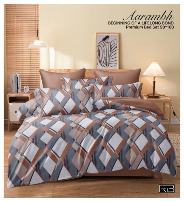 BROWN & GREY COLOR AARAMBH QUEEN BEDSHEET BY AS🔥