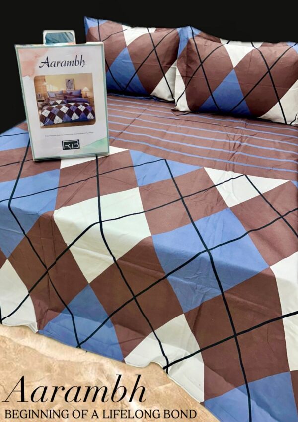 WHITE & BROWN COLOR AARAMBH QUEEN BEDSHEET BY AS🔥