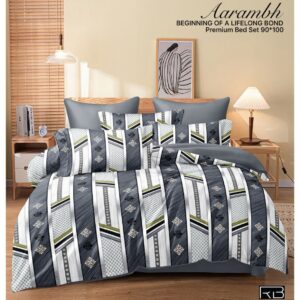 GREY & WHITE COLOR AARAMBH QUEEN BEDSHEET BY AS🔥