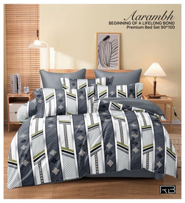 GREY & WHITE COLOR AARAMBH QUEEN BEDSHEET BY AS🔥