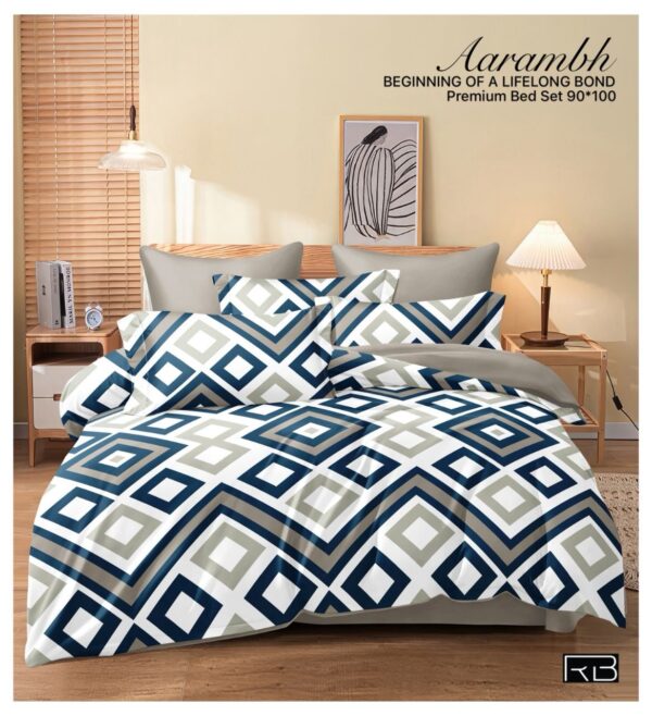 BLUE & WHITE COLOR AARAMBH QUEEN BEDSHEET BY AS🔥