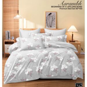 GREY & WHITE COLOR AARAMBH QUEEN BEDSHEET BY AS🔥