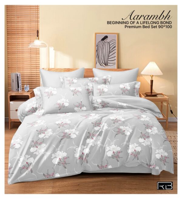 GREY & WHITE COLOR AARAMBH QUEEN BEDSHEET BY AS🔥