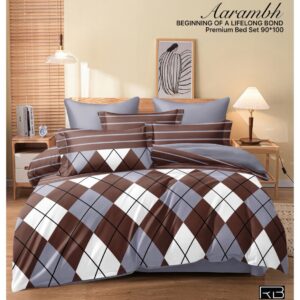 GREY & BLUE COLOR AARAMBH QUEEN BEDSHEET BY AS🔥