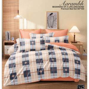 ORANGE & WHITE COLOR AARAMBH QUEEN BEDSHEET BY AS🔥