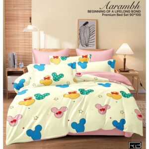 LIGHT YELLOW & PINK COLOR AARAMBH QUEEN BEDSHEET BY AS🔥